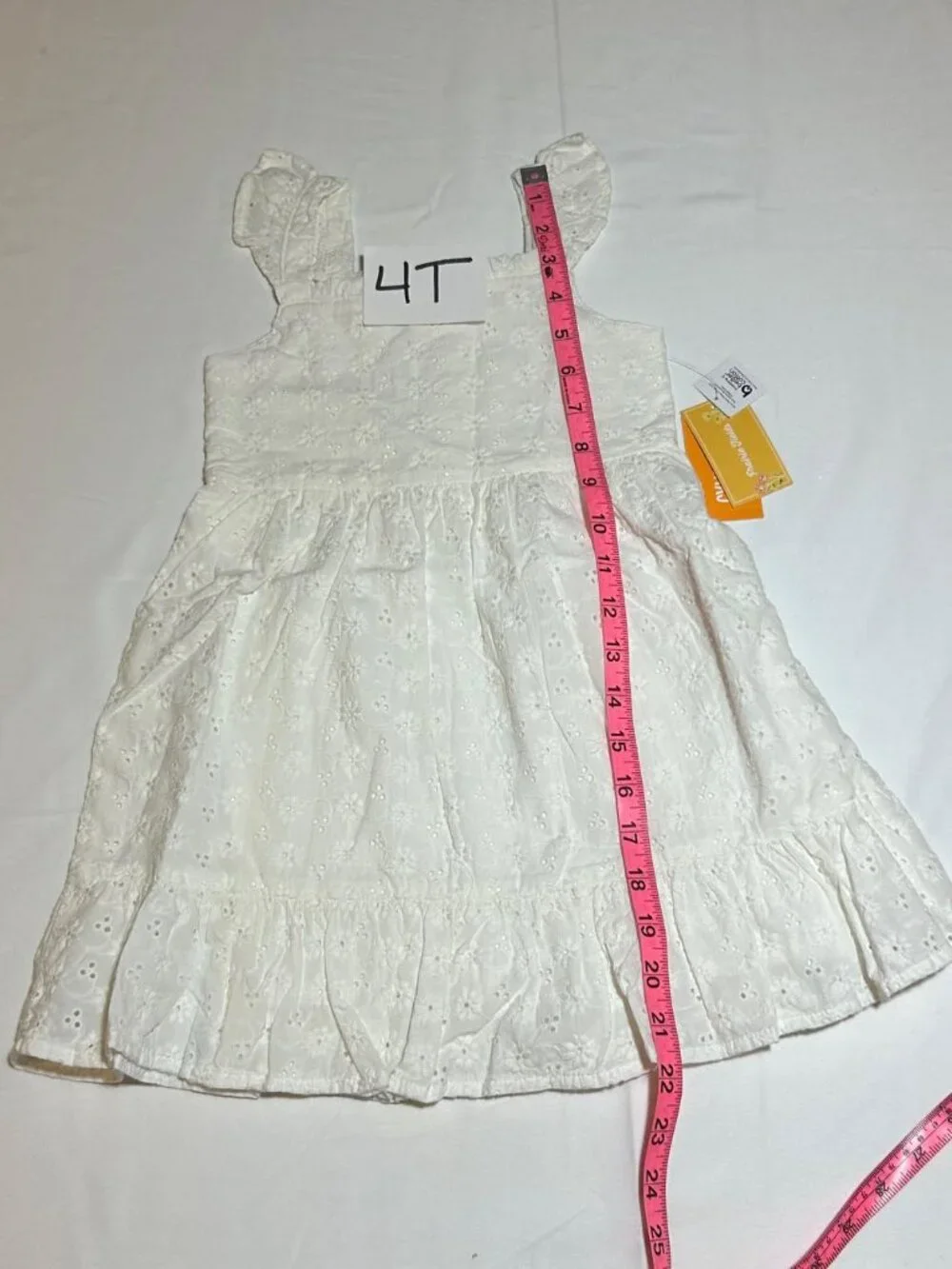 Gymboree Girls White Bunny's Tail Sleeveless Eyelit Flutter Dress Prairie Fields